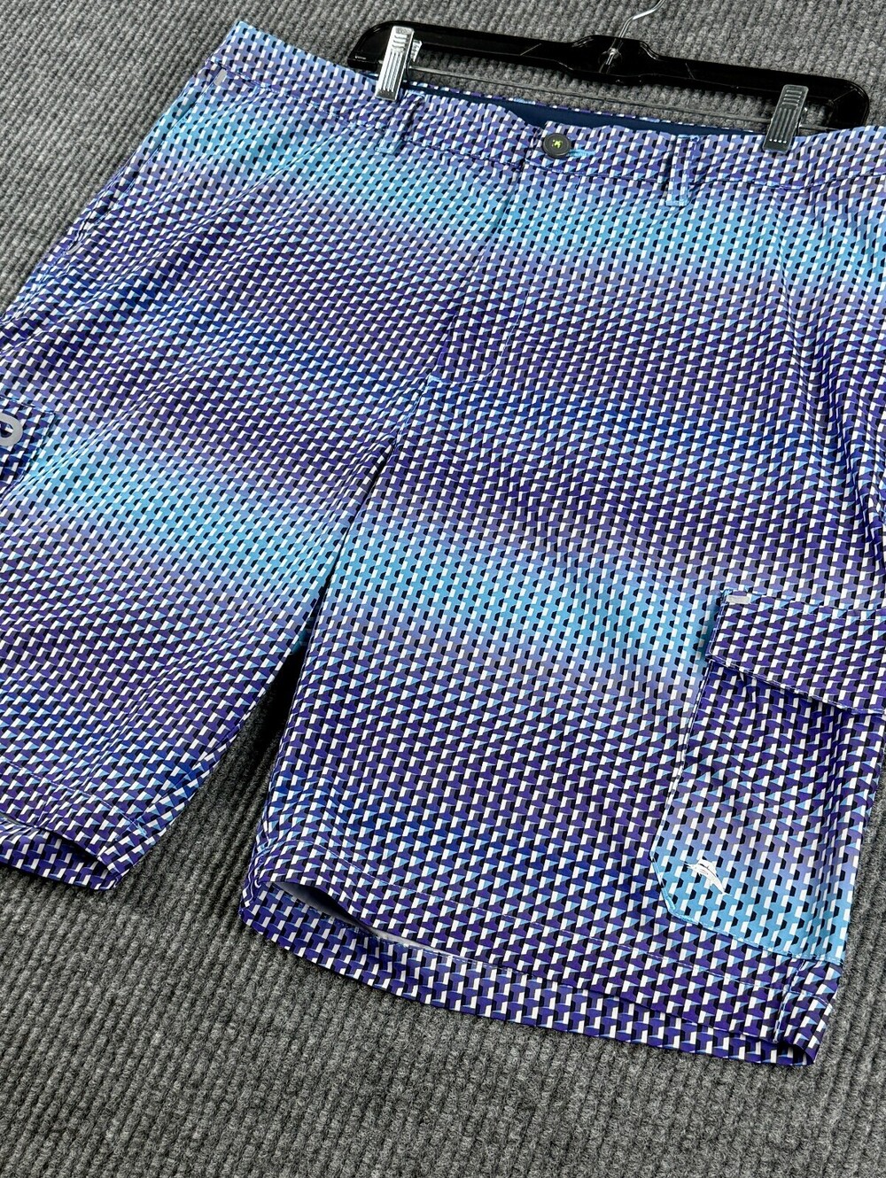 Tommy Bahama Island Active Board Short Men 40 Blue Purple Geometric Print Pocket